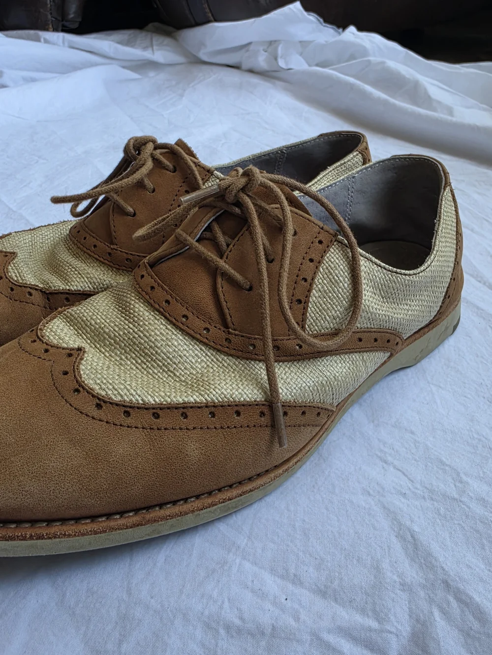 Johnston & Murphy Brown and Cream Wingtip Derby Oxfords